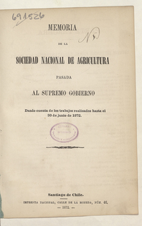 Memoria /de la Sociedad Nacional de Agricultura.