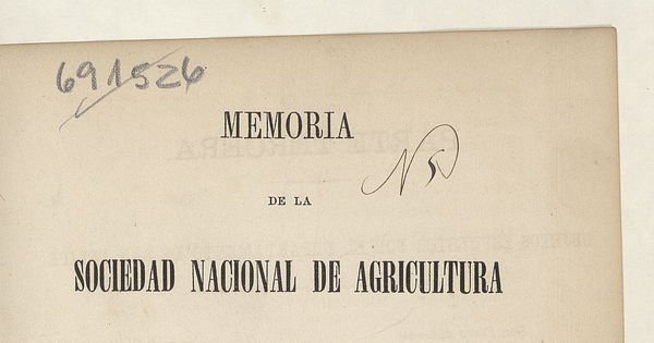 Memoria /de la Sociedad Nacional de Agricultura.