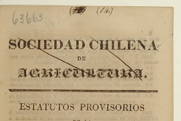 Estatutos provisorios de la Sociedad Chilena de Agricultura