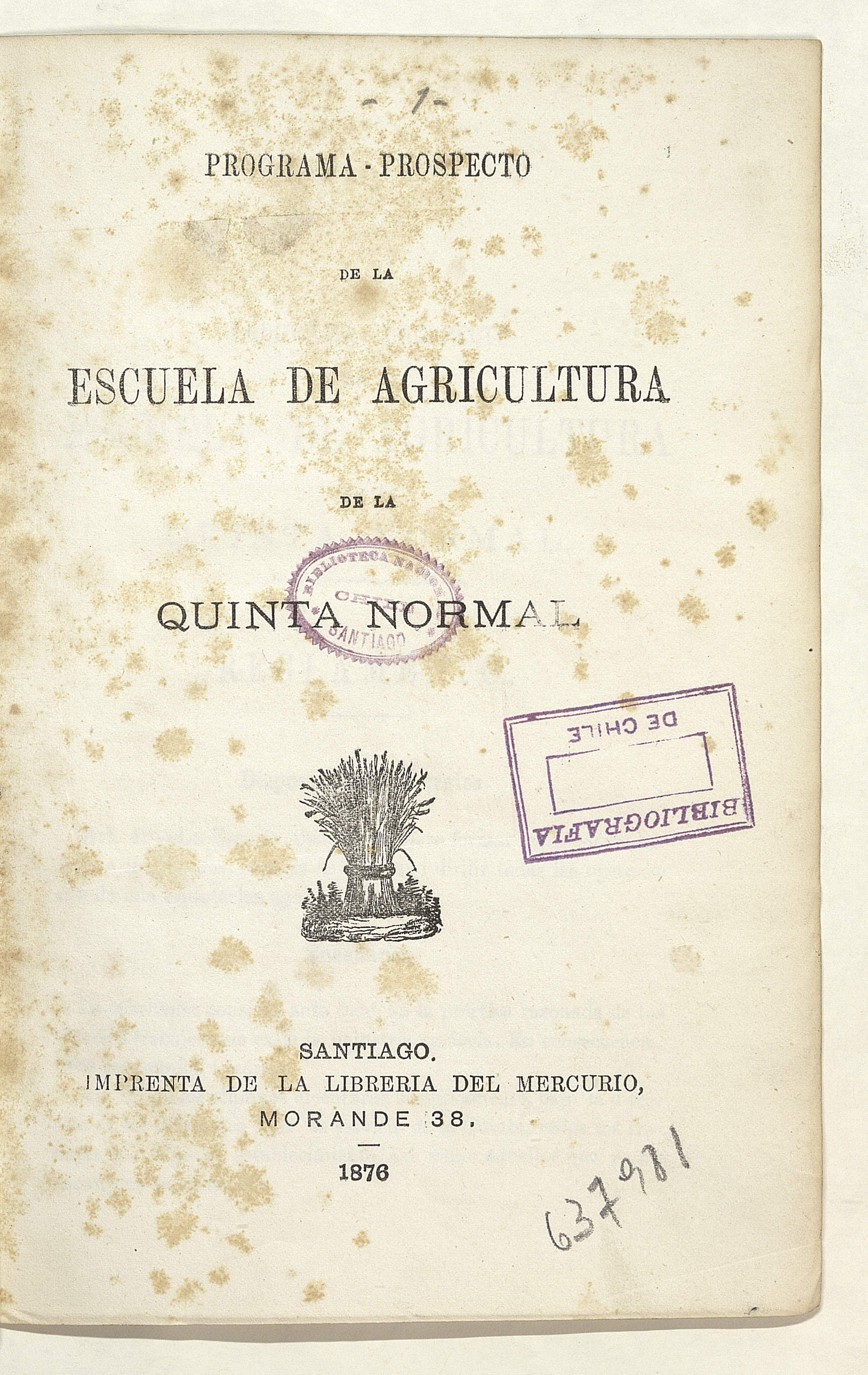 Programa prospecto de la Escuela de Agricultura de la Quinta