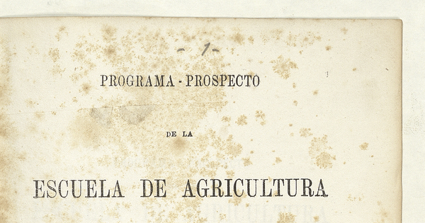 Programa prospecto de la Escuela de Agricultura de la Quinta