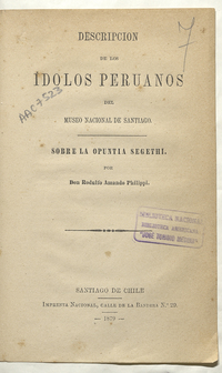  Descripción de los idolos peruanos del Museo Nacional de Santiago