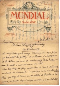 [Carta], 1911 abr. 30 Paris, Francia <a> Federico Velazquez y Hernández