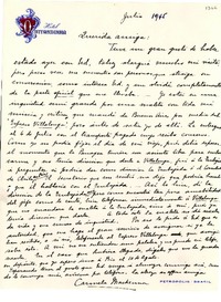 [Carta] [1945?] jul., [Brasil] [a] Gabriela Mistral, Petrópolis