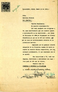 [Carta] 1946 ene. 10, Talcahuano [a] Gabriela Mistral, Los Angeles