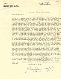 [Carta] 1951 abr. 27, Santiago [a] Gabriela Mistral