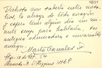 [Tarjeta] 1954 sept. 10, Santiago [a] Gabriela Mistral