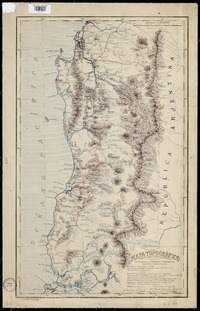 Mapa topográfico construido para el estudio del ferrocarril de Victoria a Osorno i Valdivia