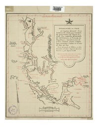 Demarcación del viaje del Capitan Juan Ladrillero hecho por mandato del Gobernador del Reyno de Chile Don Garcia Hurtado de Mendoça, al Estrecho de Magallanes, i descubrimiento de su boca Austral, canales,archipiélago, ensenada i bahías en la costa del Mar del Sur.