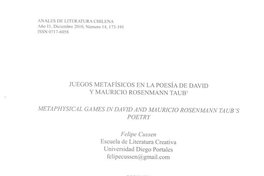 Juegos metafísicos en la poesía de David y Mauricio Rosenmann Taub