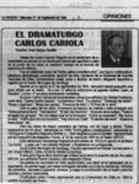 El dramaturgo Carlos Cariola  [artículo] José Vargas Badilla.