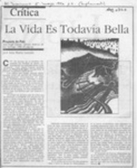 La vida es todavía bella  [artículo] Ana María Larraín.