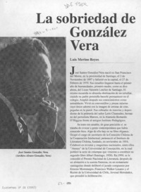 La sobriedad de González Vera  [artículo] Luis Merino Reyes.