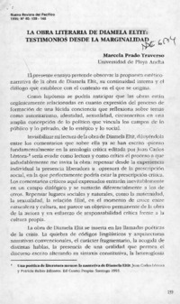 La obra literaria de Diamela Eltit, testimonios desde la Marginalidad  [artículo] Marcela Prado Traverso.