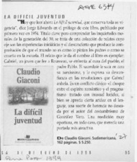 La Difícil juventud  [artículo].