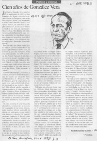 Cien años de González Vera  [artículo] Rodolfo Garcés Guzmán.