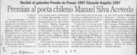 Premian al poeta chileno Manuel Silva Acevedo  [artículo].