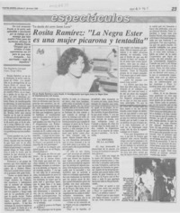 Rosita Ramírez, "La negra Ester es una mujer picarona y tentadita"