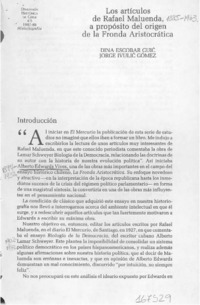 Los artículos de Rafael Maluenda, a propósito de la Fronda aristocrática