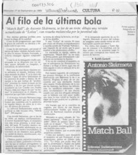 Al filo de la última bola  [artículo] Rodolfo Gambetti.