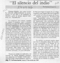 "El silencio del indio"  [artículo] Ernesto Livacic G.