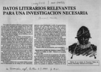 Datos literarios relevantes para una investigación necesaria  [artículo] Carlos René Ibacache.