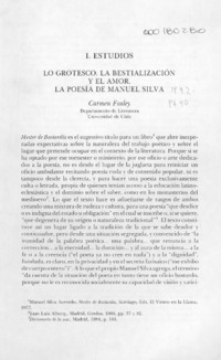 Lo grotesco ; la bestialización y el amor ; la poesía de Manuel Silva