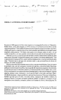 Poesía y antipoesía en Rubén Darío  [artículo] Hugo Montes B.