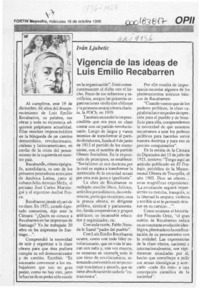 Vigencia de las ideas de Luis Emilio Recabarren  [artículo] Iván Ljubetic.