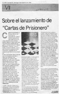 Sobre el lanzamiento de "Cartas de prisionero"