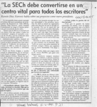 "La SECH debe convertirse en un centro vital para todos los escritores"  [artículo].