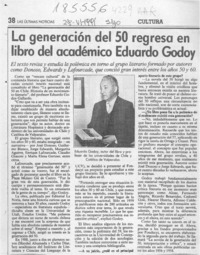 La Generación del 50 regresa con libro del académico Eduardo Godoy