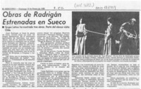 Obras de Radrigán estrenadas en sueco  [artículo].