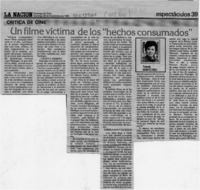 Un filme víctima de los "hechos consumados"  [artículo] Yolanda Montecinos.