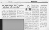 Don Daniel Barros Grez, novelista y articulista, El lo escribió!  [artículo] Alejandro Lara León.