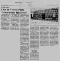 Casa de Violeta Parra "monumento histórico"  [artículo].