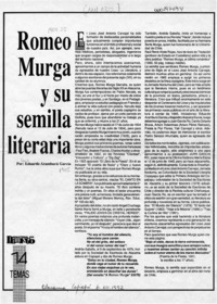 Romeo Murga y su semilla literaria  [artículo] Eduardo Aramburú García.