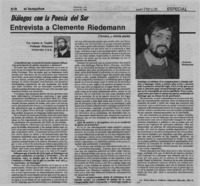 Entrevista a Clemente Riedemann  [artículo] Carlos A Trujillo.