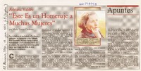 "Este es un homenaje a muchas mujeres"  [artículo] María Teresa Cárdenas.