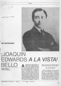 ¡Joaquín Edwards Bello a la vista!