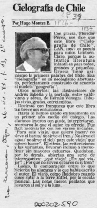 Cielografía de Chile  [artículo] Hugo Montes B.