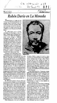 Rubén Darío en La Moneda  [artículo] Eduardo Vasallo.