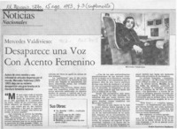 Desaparece una voz con acento femenino  [artículo] Pedro Guerrero Sanhueza.