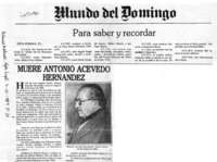 Muere Antonio Acevedo Hernández  [artículo].