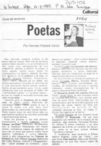 Poetas  [artículo] Hernán Poblete Varas.