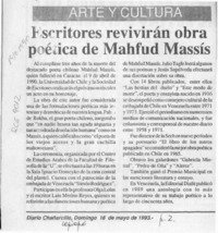 Escritores revivirán obra poética de Mahfud Massís