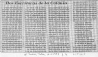 Dos escritoras de la Colonia  [artículo].