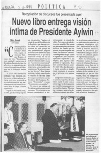 Nuevo libro entrega visión íntima de Presidente Aylwin  [artículo] Fabián Alvarado.
