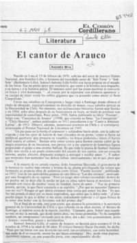 El cantor de Arauco  [artículo] Andrés Mya.