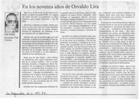 En los noventa años de Osvaldo Lira  [artículo] Gonzalo Vial Correa.